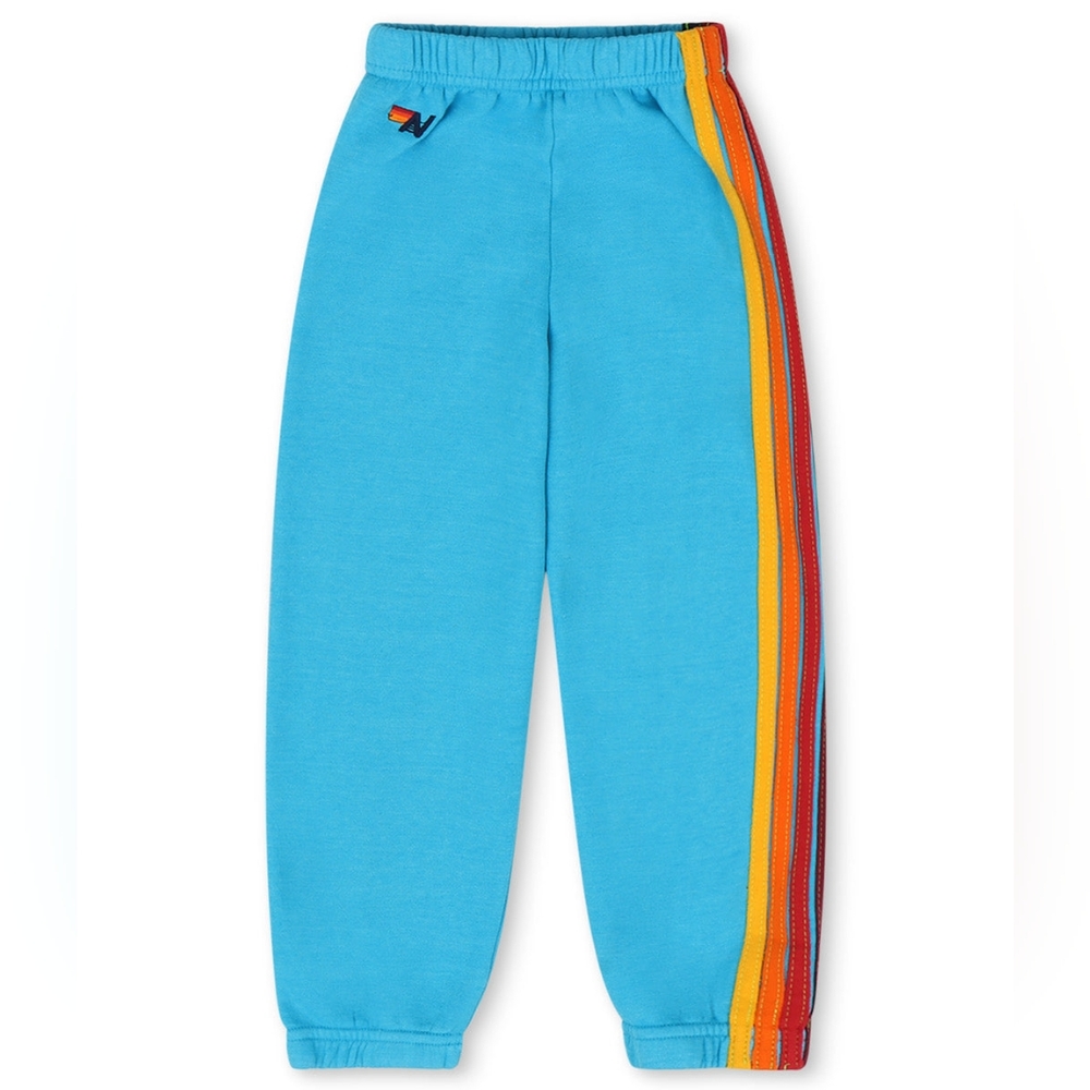 Aviator Nation KID'S 5 STRIPE SWEATPANTS  NEON BLUE Sz 8